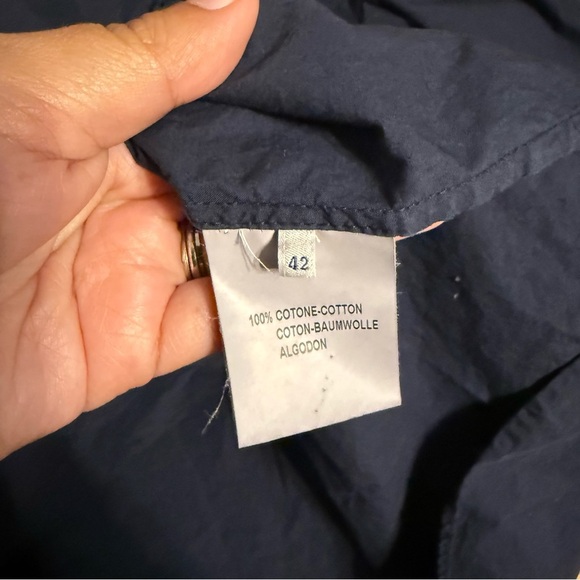 Stefano Mortari Midi Shirt Dress High Low Navy IT 42 or US 6 Lagenlook Artisinal - Picture 9 of 16